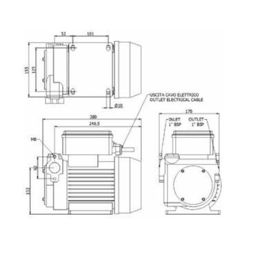 Pompa elettrica per travaso gasolio | 230 V | 1725 W | 150 l/min