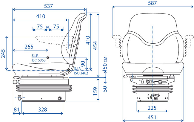 Sedile per trattore SC 79 in skay con guide e molleggio meccanico