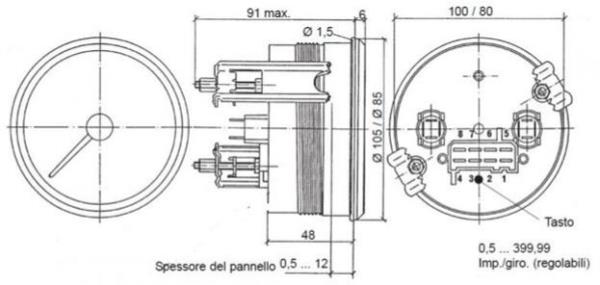 Contagiri elettronico con contaore 12-24V | diam. 85