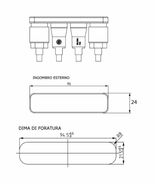 Pannello 4 spie luci orizzontale | 12V