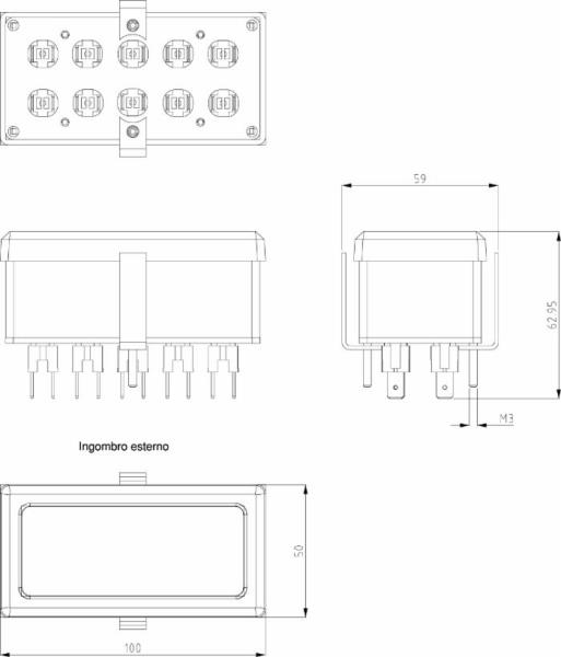 Pannello 10 spie verticale | 12V