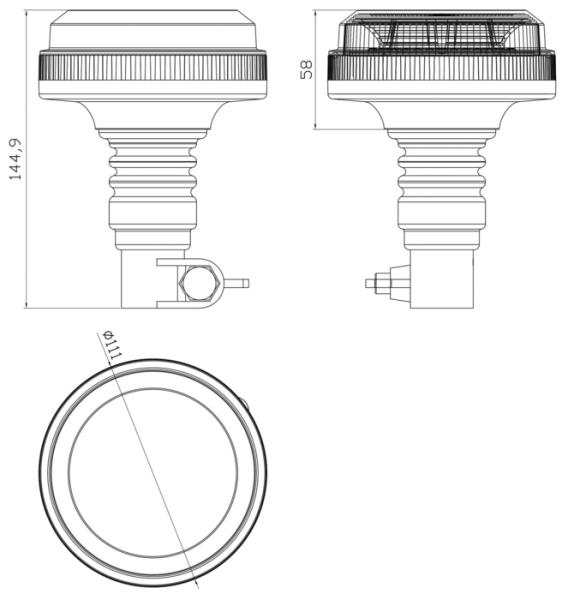 Girofaro a led 12-24V | 30 led, base ed asta flessibile