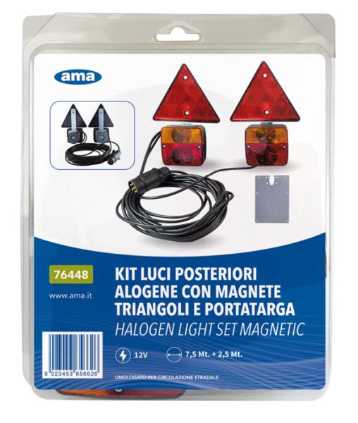 Kit luci posteriori alogene con magnete| triangoli e portatarga