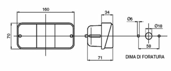 Fanale posteriore alogeno sx 160x71x70 mm