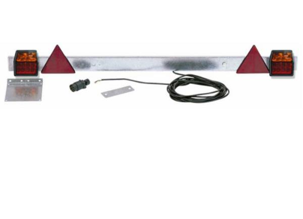 Barra regolabile in alluminio con fanali posteriori 12V a LED e triangoli.