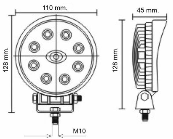 Faro lavoro LED rotondo 10-30V | 8 LED ampio raggio