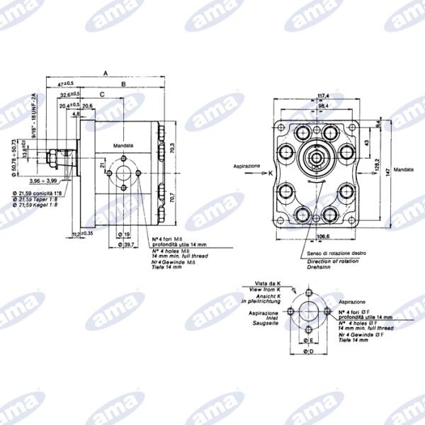 Pompa ad ingranaggi | modello standard Plessey A72 | 32cc SX