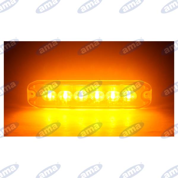 Luce di segnalazione flash 6 led arancio 12-24V