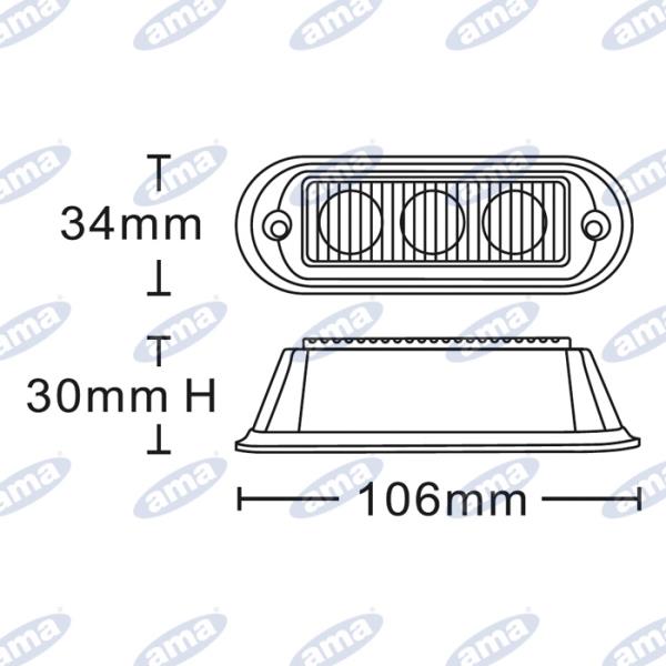 Luce di segnalazione arancio | 3 led | 12-24V