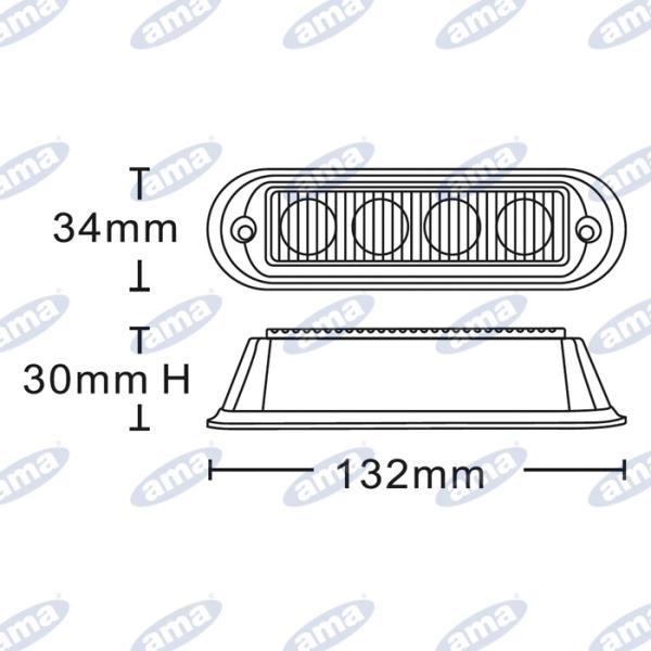 Luce di segnalazione arancio | 4 led | 12-24V