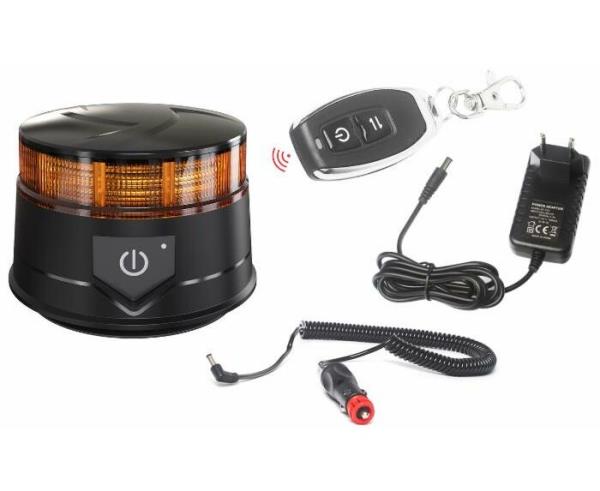 Girofaro magnetico a led a batteria 12-24V | 19W | con telecomando