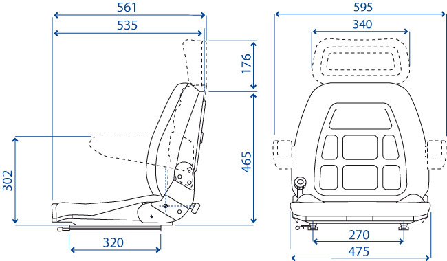 Sedile per trattore SC 85 a culla in skay a base piana con guide