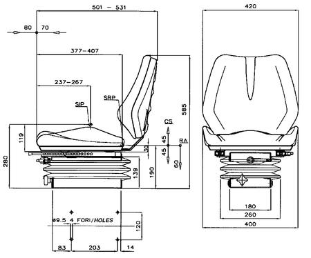 Sedile serie small con molleggio meccanico CEE