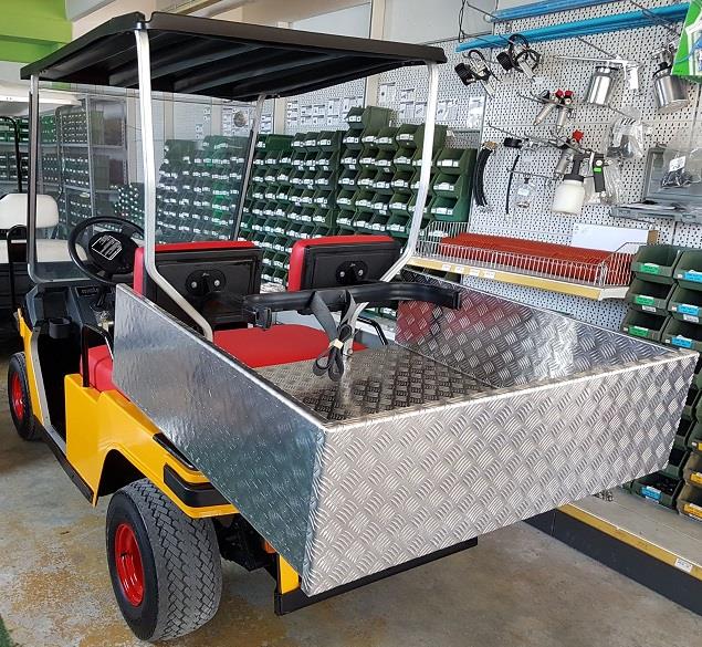 Golf car marca Melex 2 posti con cassone con verniciatura bicolor