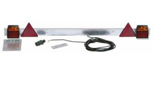 Barra regolabile in alluminio con fanali posteriori 12V a LED e triangoli.